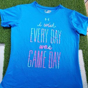 UNDER ARMOUR Blue Heatgear Youth Medium Graphic Tee